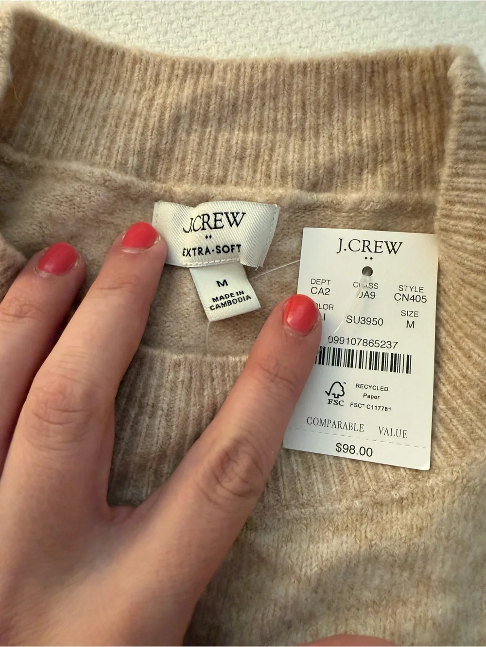 J. Crew Crewneck Sweater in Light Tan